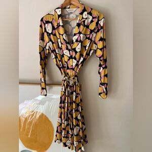 Colorful Patterned Wrap Dress